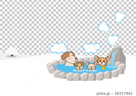 犬親子 温泉 背景 透過 4人のイラスト素材 犬親子 温泉 背景 透過 4人のイラスト素材