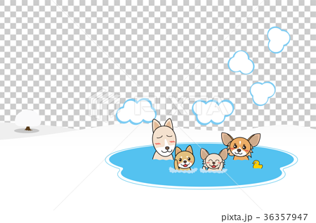 狗父母和孩子溫泉背景透明3人 插圖素材 圖庫
