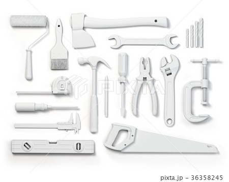 Set of of white tools isolated on white background 36358245
