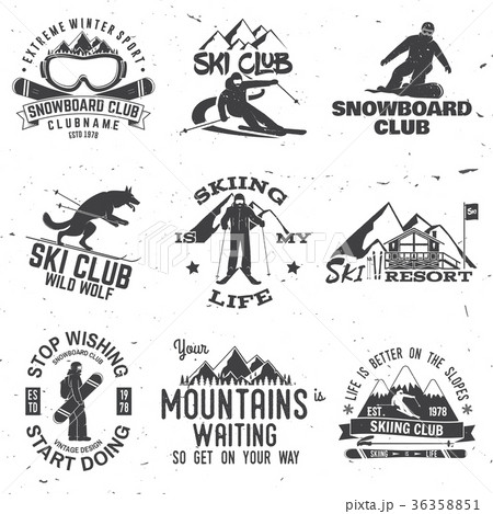 Ski and Snowboard Club emblem. Vector illustration Ski and Snowboard Club emblem. Vector illustration 36358851
