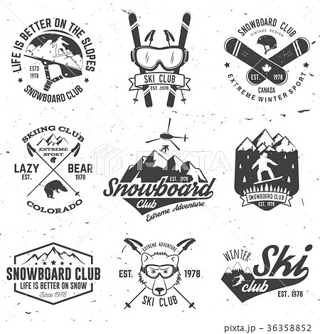 Ski and Snowboard Club emblem. Vector illustration 36358852