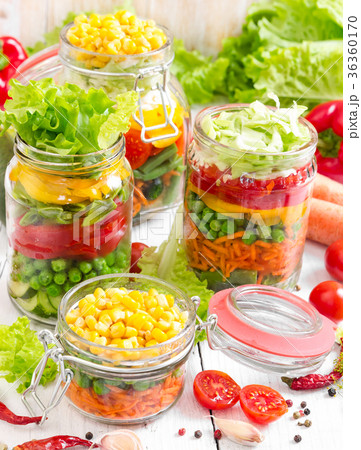 Prepared for canning colorful vegetables 36360170
