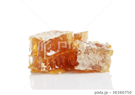 three pieces of honeycom isolated on white three pieces of honeycom isolated on white 36360750