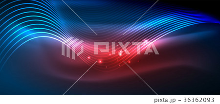 Glowing abstract wave on dark, shiny motion Glowing abstract wave on dark, shiny motion 36362093