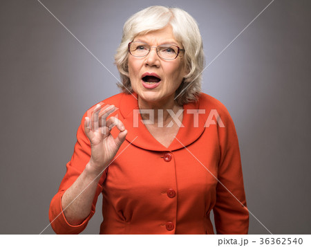 Senior lady showing ok sign Senior lady showing ok sign 36362540