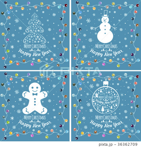 Merry xmas and happy new year cards set 36362709
