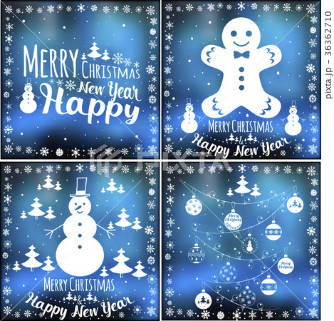 Merry xmas and happy new year cards set 36362710