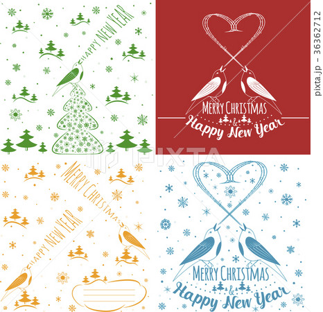 Merry xmas and happy new year cards set Merry xmas and happy new year cards set 36362712