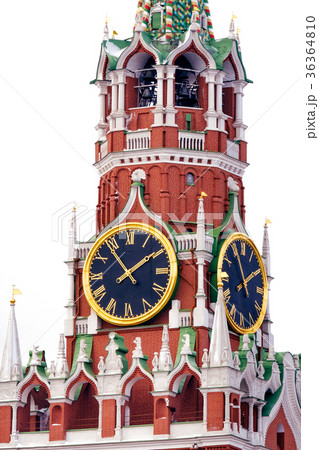 Kremlin chimes in Moscow, Russia. White background 36364810