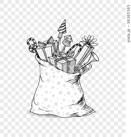 Doodle Christmas sack with gifts. Doodle Christmas sack with gifts. 36365565