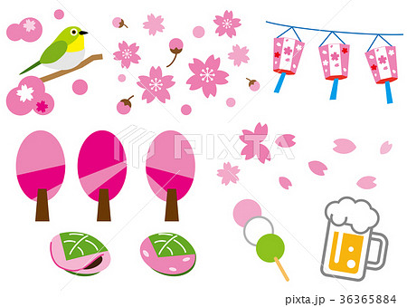桜 お花見 イラストセットのイラスト素材 36365884 Pixta