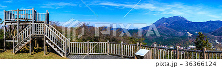 雲仙　絹笠山からの眺め　雲仙温泉街を望む　パノラマ 36366124