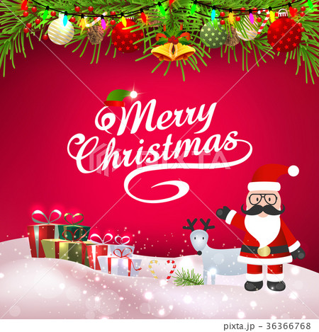 Santa and christmas element on pink background 36366768