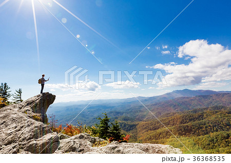 Man walking on the edge of a cliff 36368535