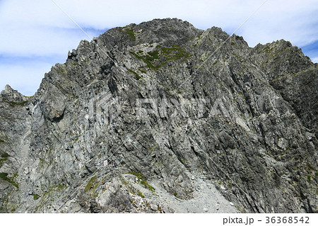 剣岳 山頂直下 カニのタテバイ カニのヨコバイの写真素材