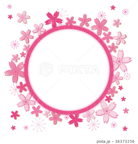 桜 フレーム 丸 のイラスト素材