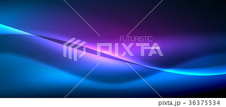 Neon glowing wave, magic energy and light motion 36375534