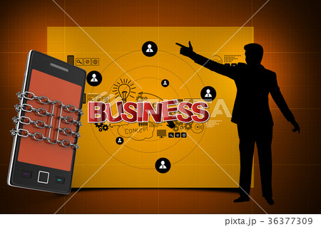 Smart phone with chain, safety concept Smart phone with chain, safety concept 36377309