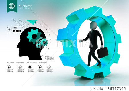 Business man running in gear wheels Business man running in gear wheels 36377366
