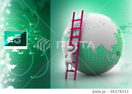 Earth globe and ladder 36378353