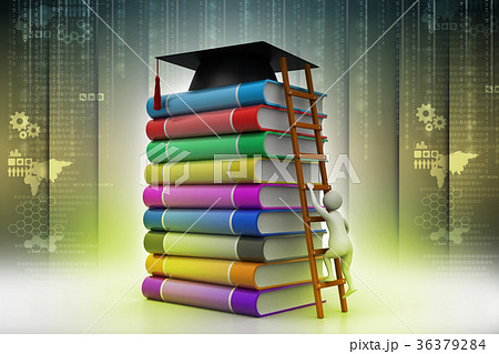 Graduation mortar on top of books 36379284