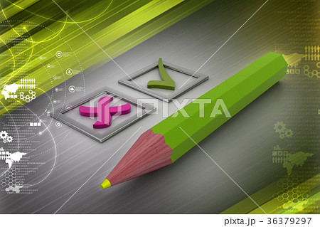 Check list. Green ticks in checkboxes and pencil Check list. Green ticks in checkboxes and pencil 36379297