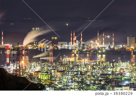 工場夜景　水島コンビナート 36380229