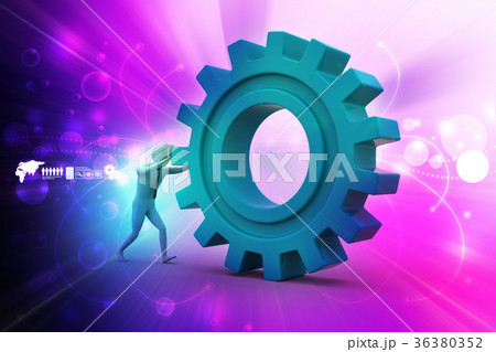 3d man pushing the gear 36380352