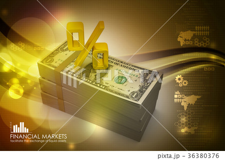 Dollar notes with percentage sign Dollar notes with percentage sign 36380376