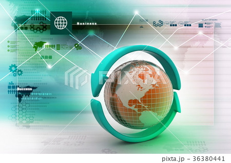 Earth with arrow circle around Earth with arrow circle around 36380441