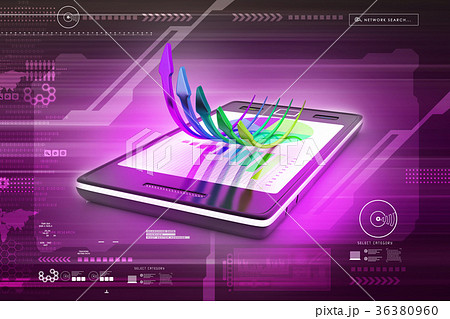 Smart phone showing a growth graph and pie chart Smart phone showing a growth graph and pie chart 36380960
