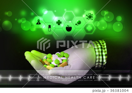 doctor holding in hands pills doctor holding in hands pills 36381004