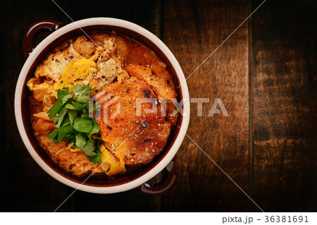 Garlic soup with eggs and bread, spain style. Garlic soup with eggs and bread, spain style. 36381691