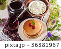 pancakes with cherry flowers still life summer 36381967
