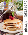 pancakes with cherry flowers still life summer 36381979