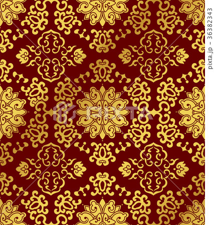 Seamless Golden Chinese Botanic Plant Background Seamless Golden Chinese Botanic Plant Background 36382343