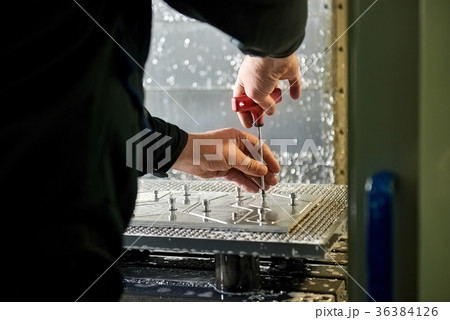 Man is using allen wrench. 36384126