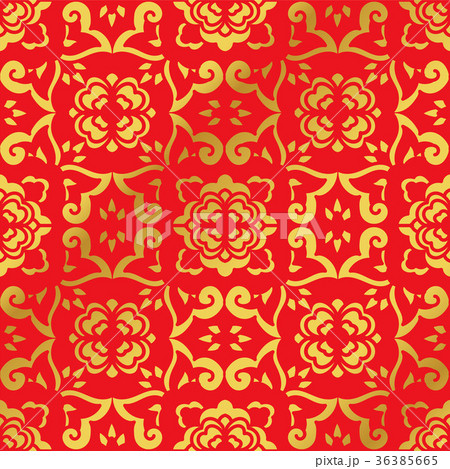 Seamless Golden Red Traditional Chinese Background Seamless Golden Red Traditional Chinese Background 36385665