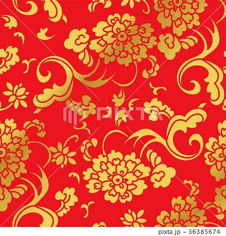 Seamless Golden Red Traditional Chinese Background 36385674