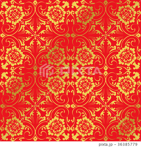 Seamless Golden Red Traditional Chinese Background 36385779