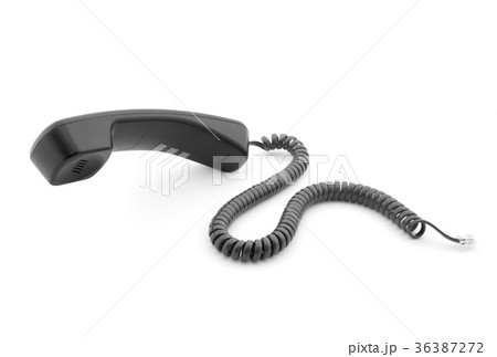 Black phone handset with soft shadow on white  36387272