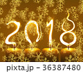Happy new year 2018 .greetings card - snowflakes 36387480