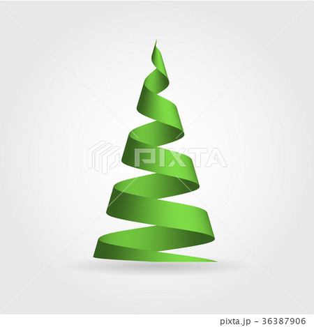 Simple green ribbon in a shape of Christmas tree 36387906