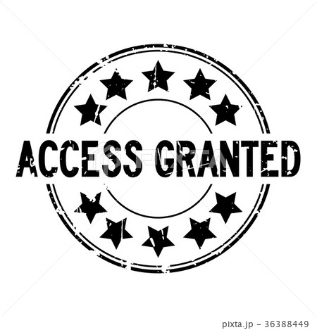 Grunge black access granted round rubber stamp 36388449
