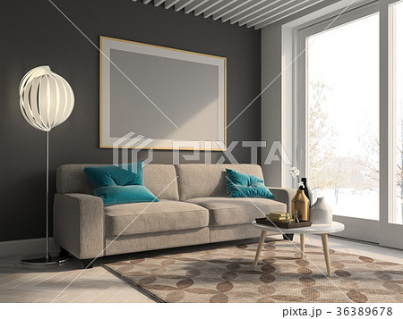 Interior modern design room 3D illustration 36389678