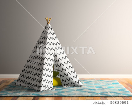 part of Interior with wigwam 3D rendering 36389691