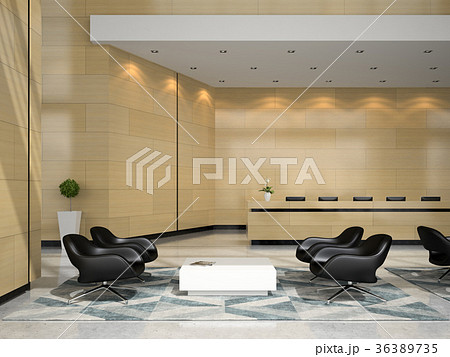 Interior of a hotel reception 3D illustration 36389735