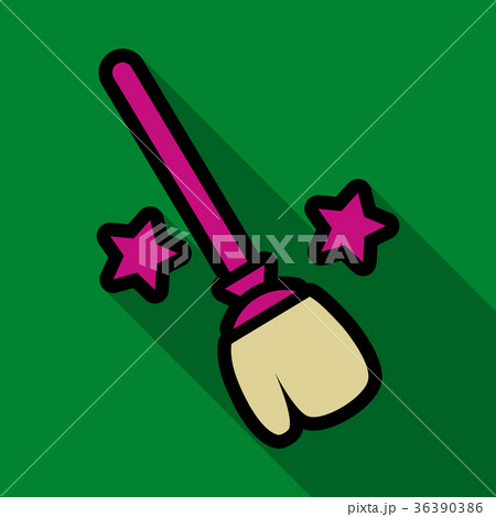 Flat icon with shadow stars broom 36390386