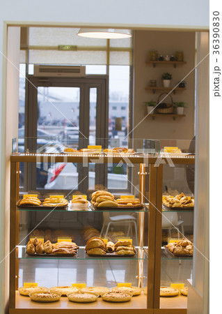 Lots of baking products in the shop window 36390830