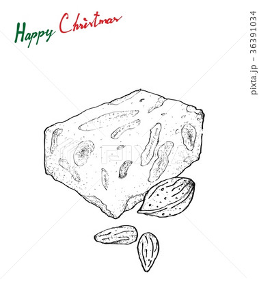 Hand Drawn of Delicious Torrone or Nougat Hand Drawn of Delicious Torrone or Nougat 36391034
